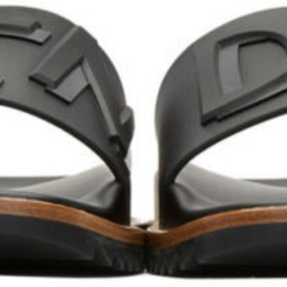 Mens Rubber Black Fendi Vocabulary Slides Sandals - Picture 5 of 5